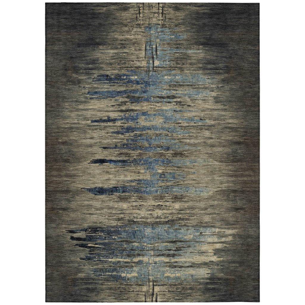 LOOMLAN Rugs Zahran Brown Washable Indoor-Outdoor Rug