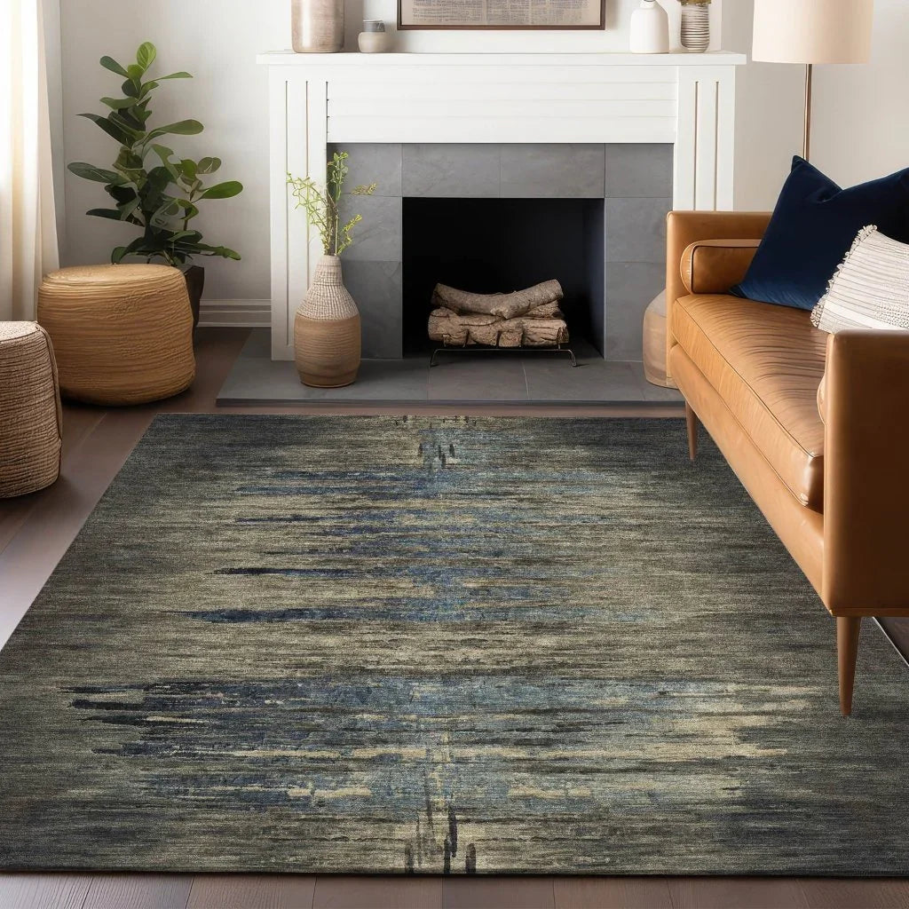 LOOMLAN Rugs Zahran Brown Washable Indoor-Outdoor Rug