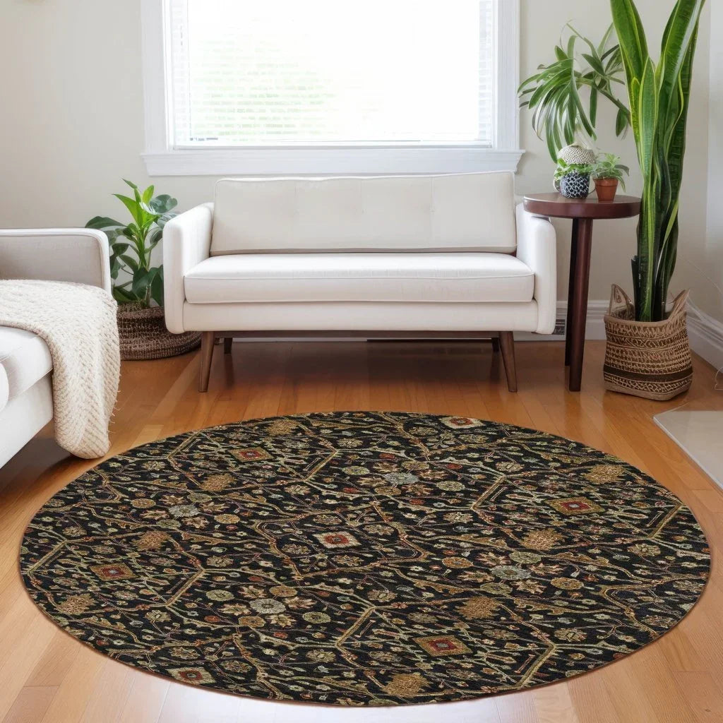 LOOMLAN Rugs Zara Black Washable Indoor-Outdoor Rug