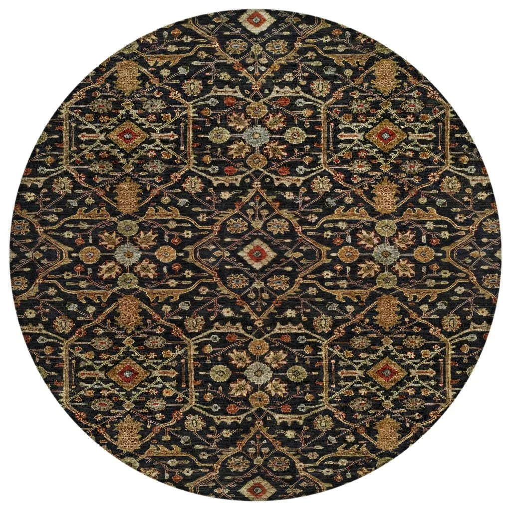 LOOMLAN Rugs Zara Black Washable Indoor-Outdoor Rug
