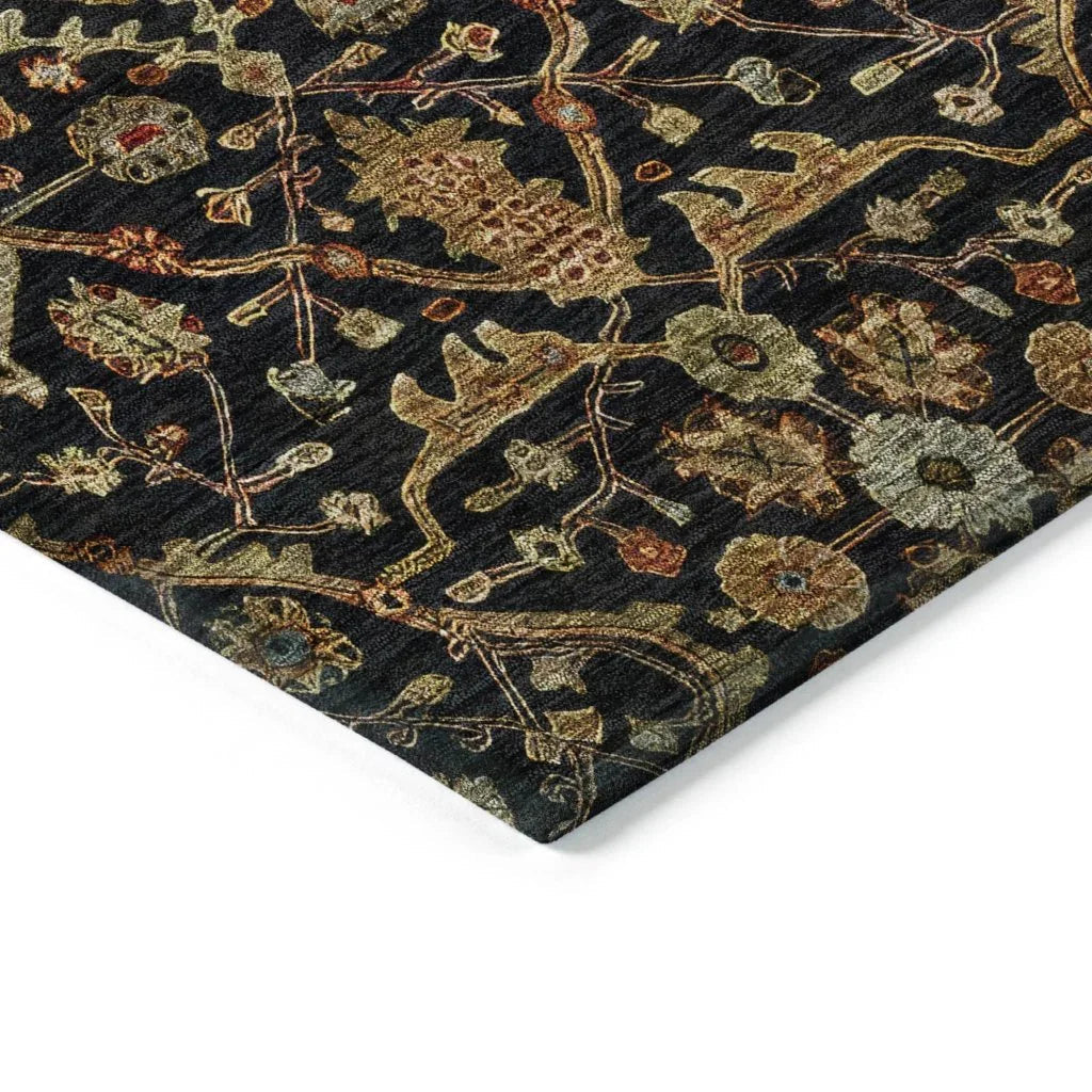 LOOMLAN Rugs Zara Black Washable Indoor-Outdoor Rug