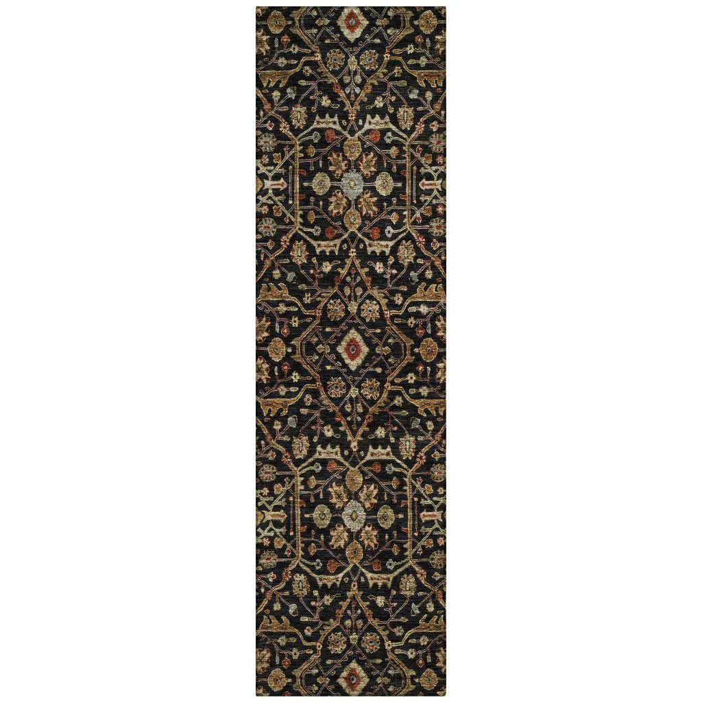 LOOMLAN Rugs Zara Black Washable Indoor-Outdoor Rug