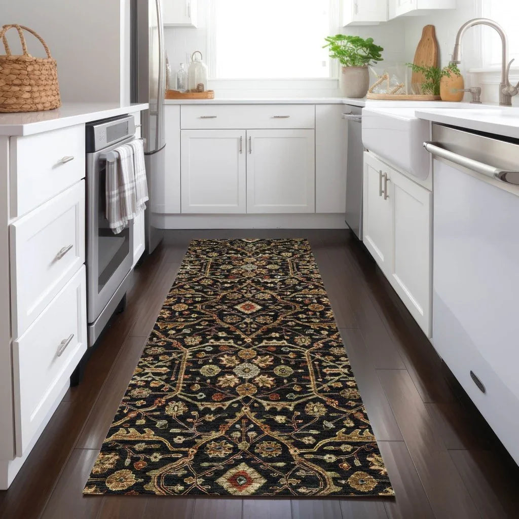 LOOMLAN Rugs Zara Black Washable Indoor-Outdoor Rug