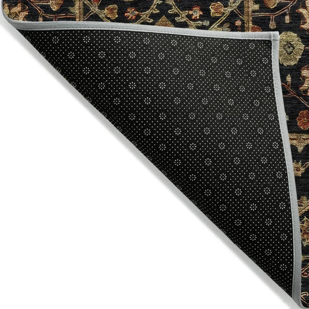 LOOMLAN Rugs Zara Black Washable Indoor-Outdoor Rug