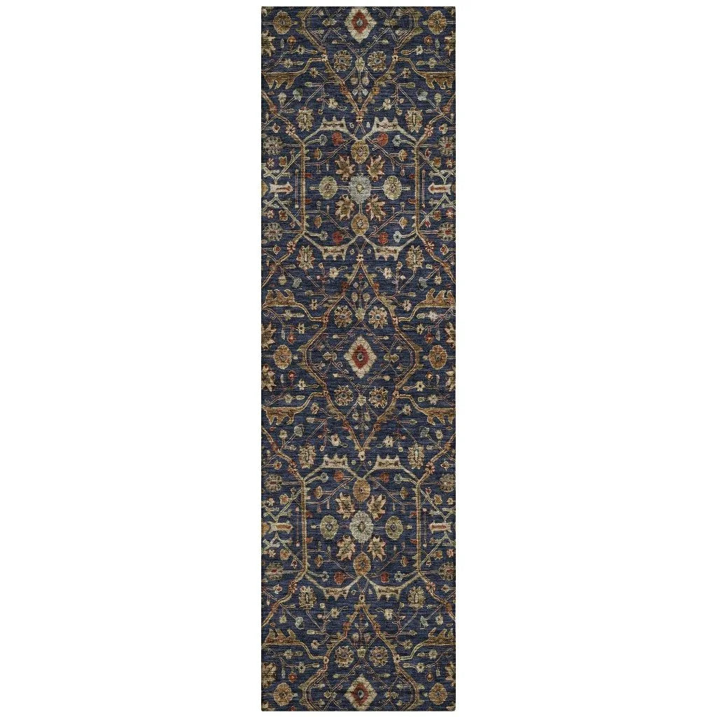 LOOMLAN Rugs Zara Blue Washable Indoor-Outdoor Rug