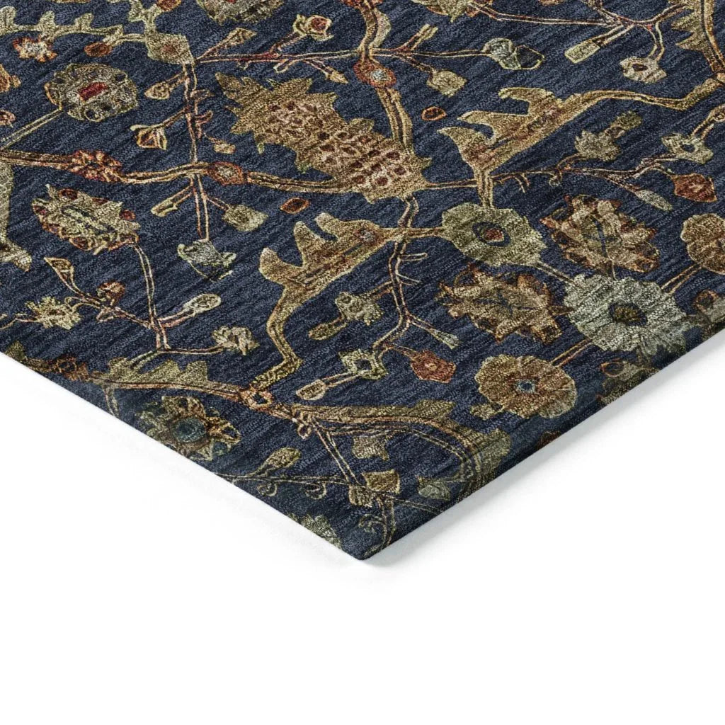 LOOMLAN Rugs Zara Blue Washable Indoor-Outdoor Rug