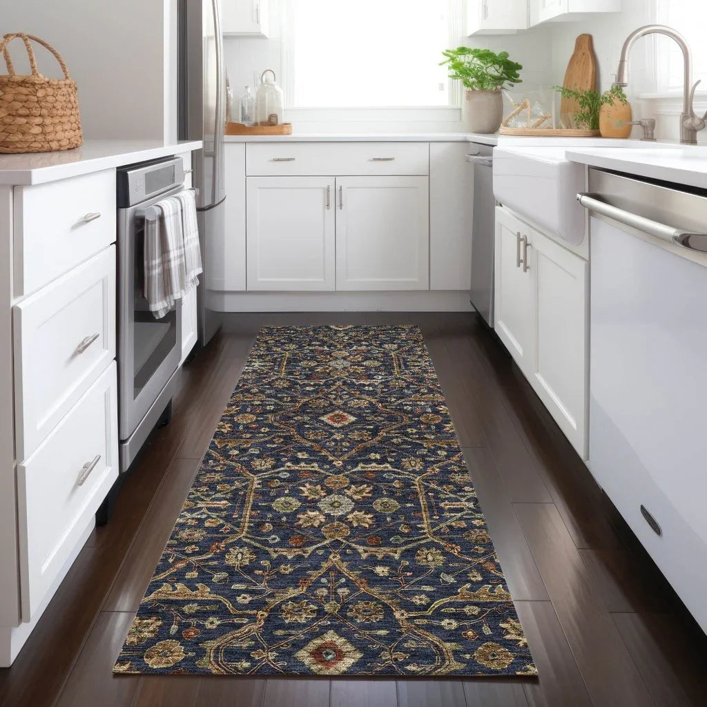 LOOMLAN Rugs Zara Blue Washable Indoor-Outdoor Rug