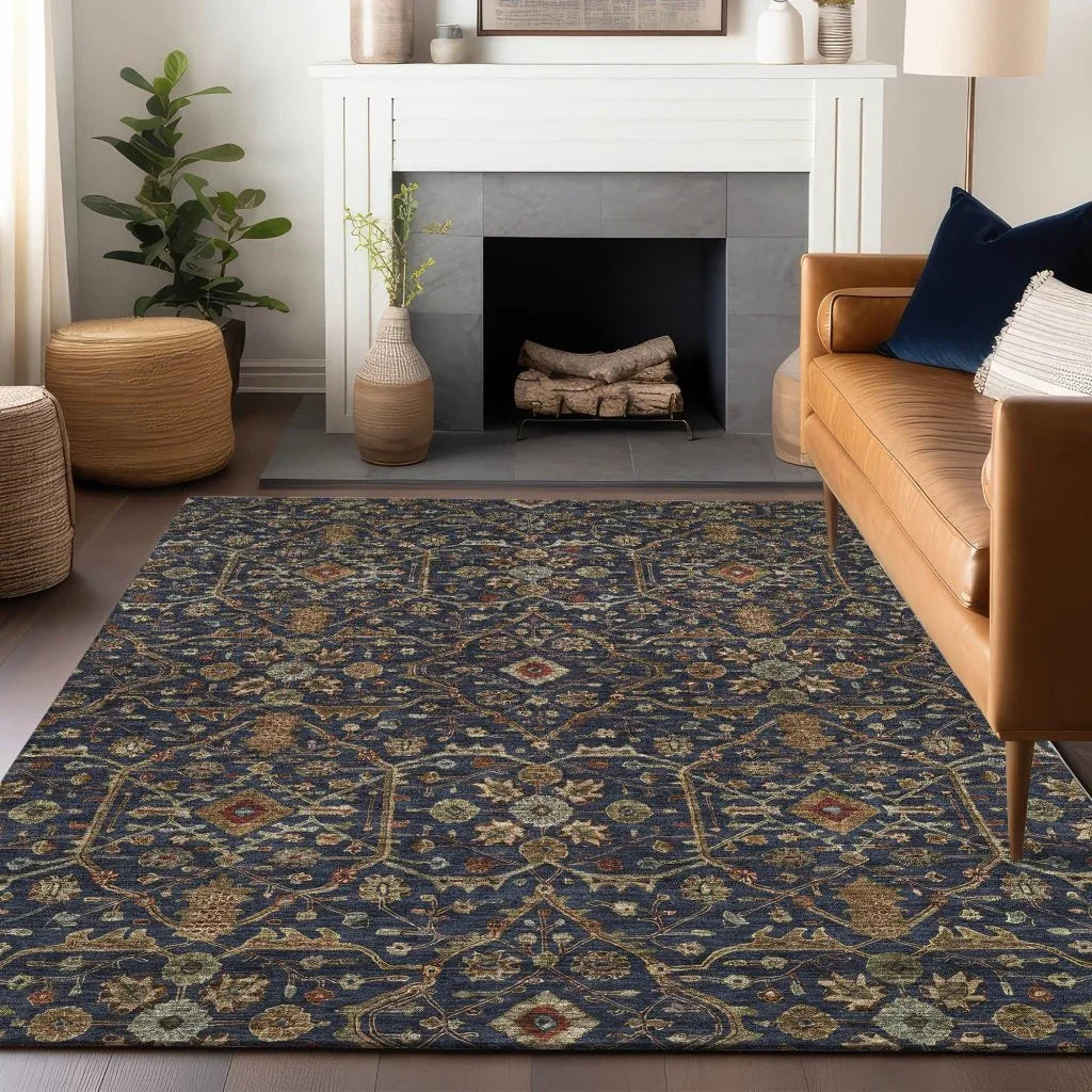 LOOMLAN Rugs Zara Blue Washable Indoor-Outdoor Rug