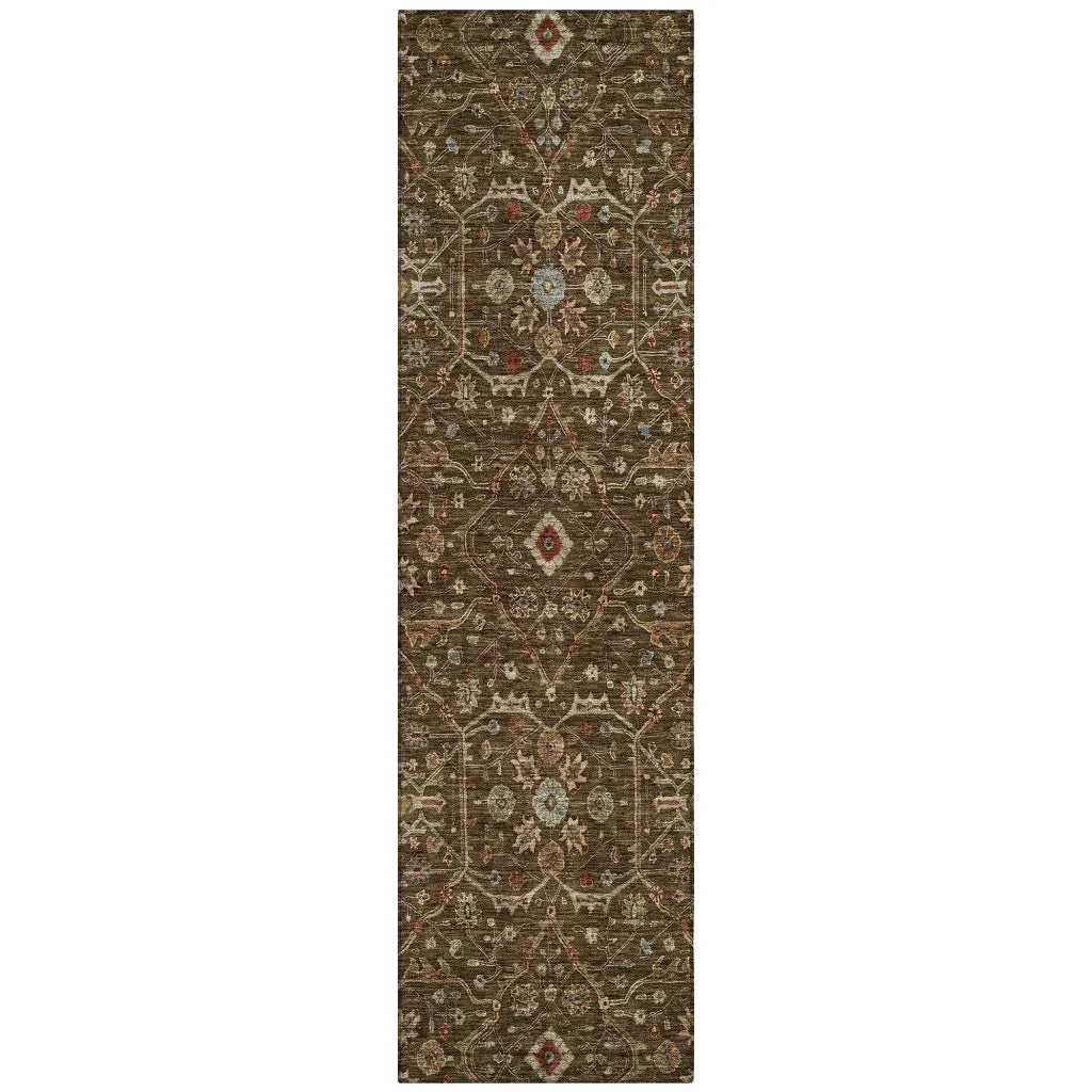 LOOMLAN Rugs Zara Brown Washable Indoor-Outdoor Rug