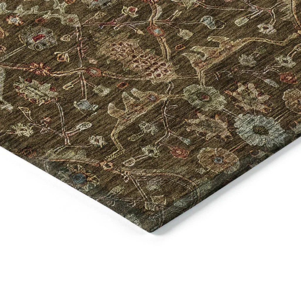 LOOMLAN Rugs Zara Brown Washable Indoor-Outdoor Rug