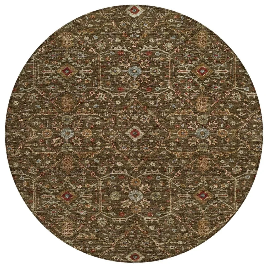LOOMLAN Rugs Zara Brown Washable Indoor-Outdoor Rug