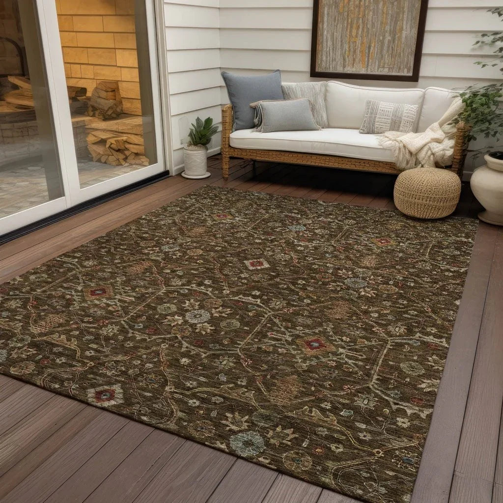 LOOMLAN Rugs Zara Brown Washable Indoor-Outdoor Rug