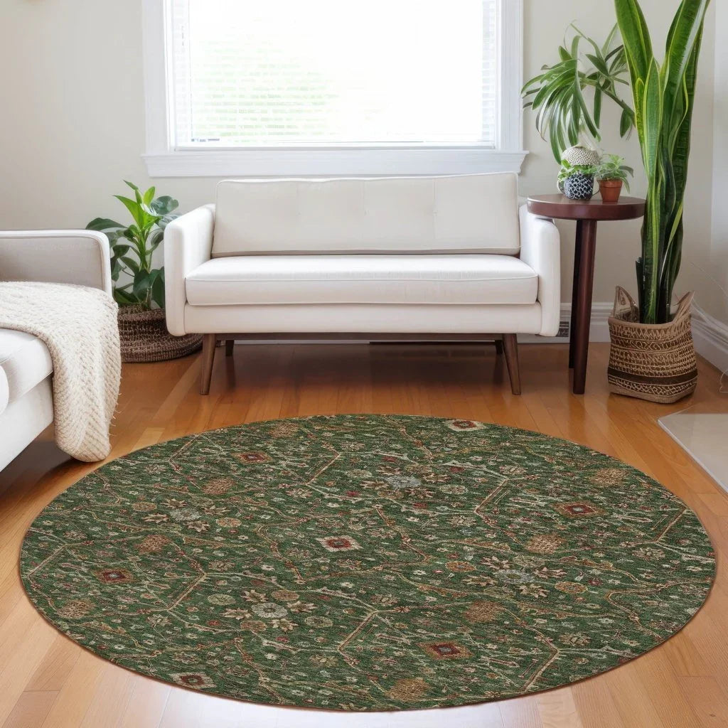 LOOMLAN Rugs Zara Green Washable Indoor-Outdoor Rug