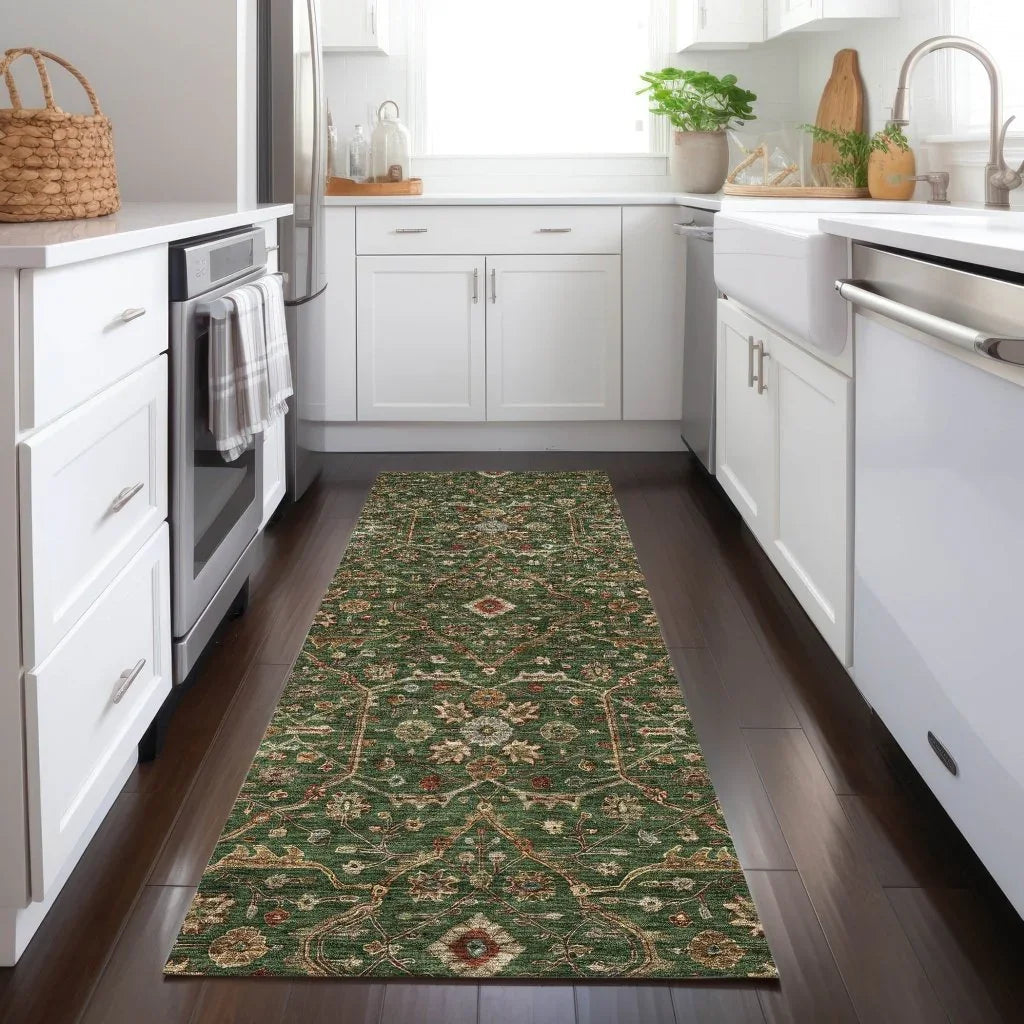 LOOMLAN Rugs Zara Green Washable Indoor-Outdoor Rug