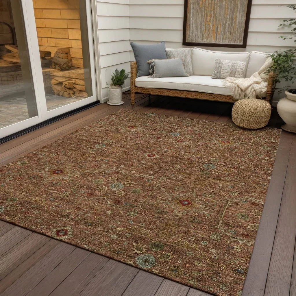 LOOMLAN Rugs Zara Orange Washable Indoor-Outdoor Rug