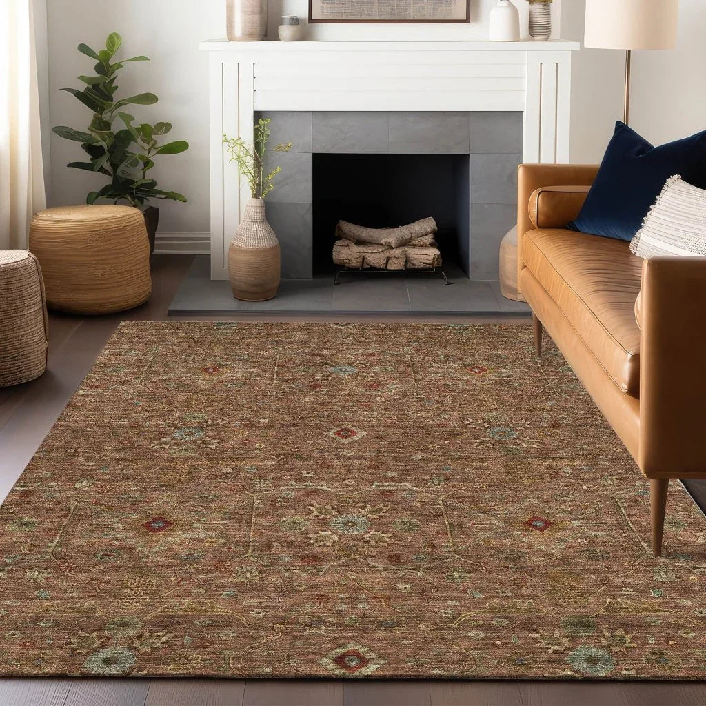LOOMLAN Rugs Zara Orange Washable Indoor-Outdoor Rug