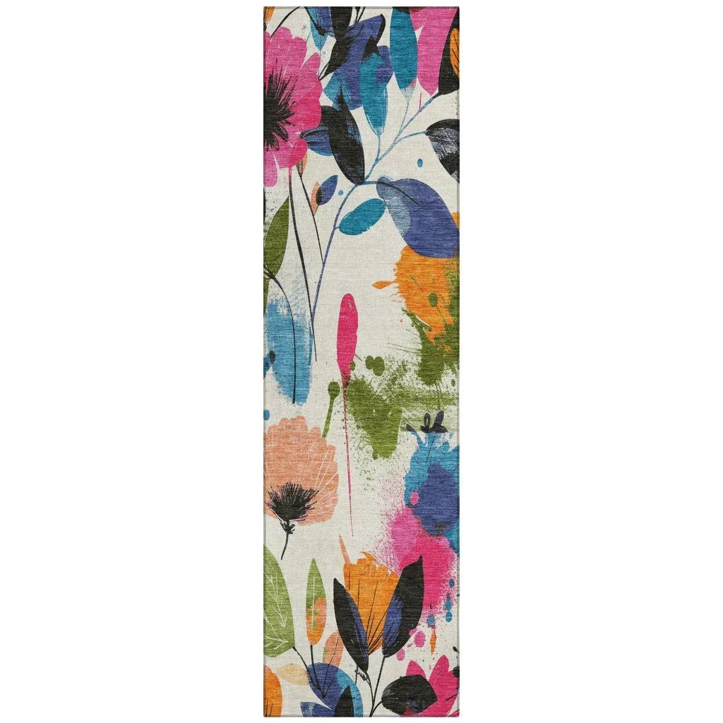 LOOMLAN Rugs Zarabelle Ivory Washable Indoor-Outdoor Rug