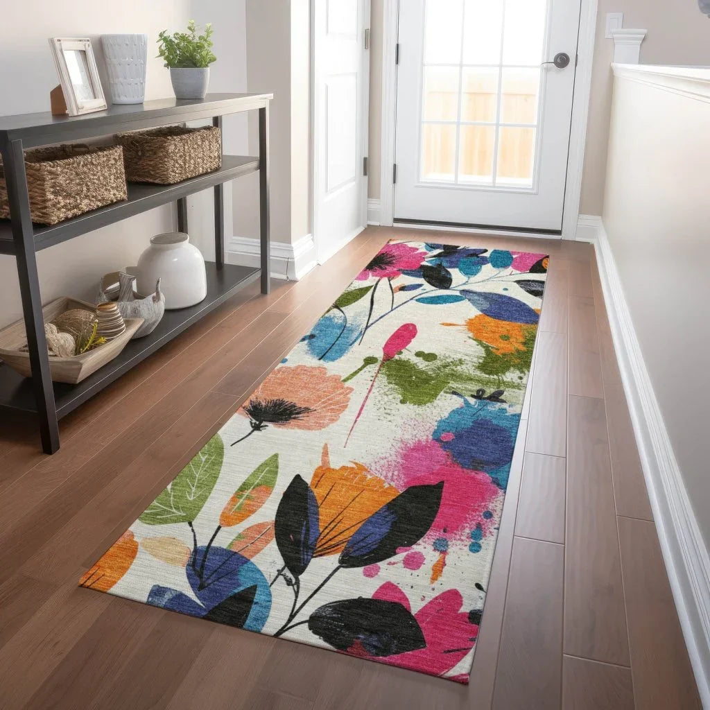 LOOMLAN Rugs Zarabelle Ivory Washable Indoor-Outdoor Rug