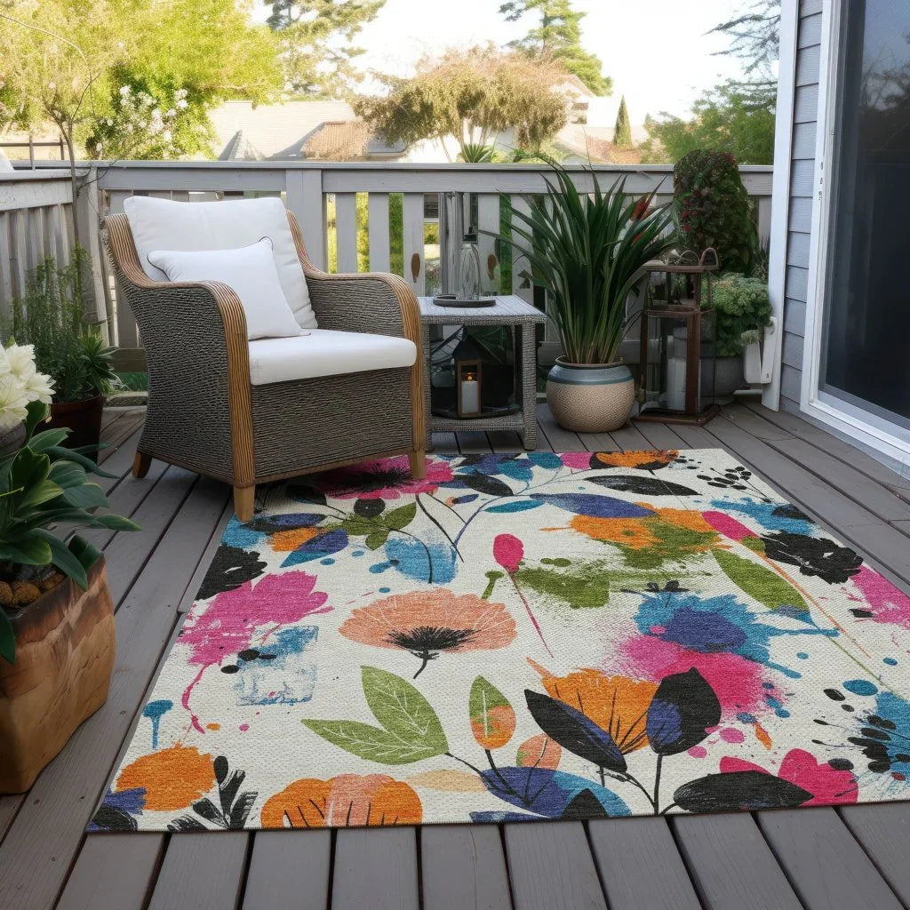 LOOMLAN Rugs Zarabelle Ivory Washable Indoor-Outdoor Rug