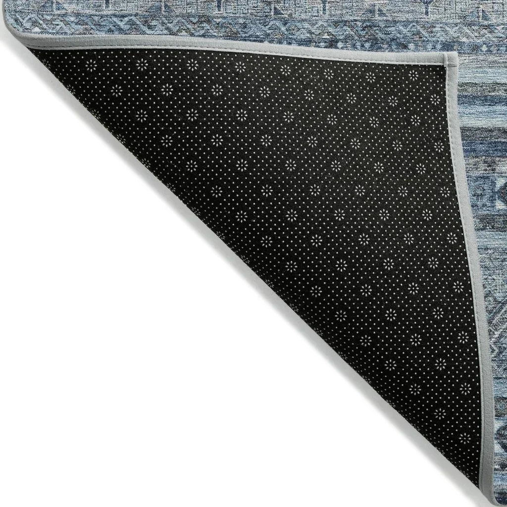 LOOMLAN Rugs Zaraxa Blue Washable Indoor-Outdoor Rug