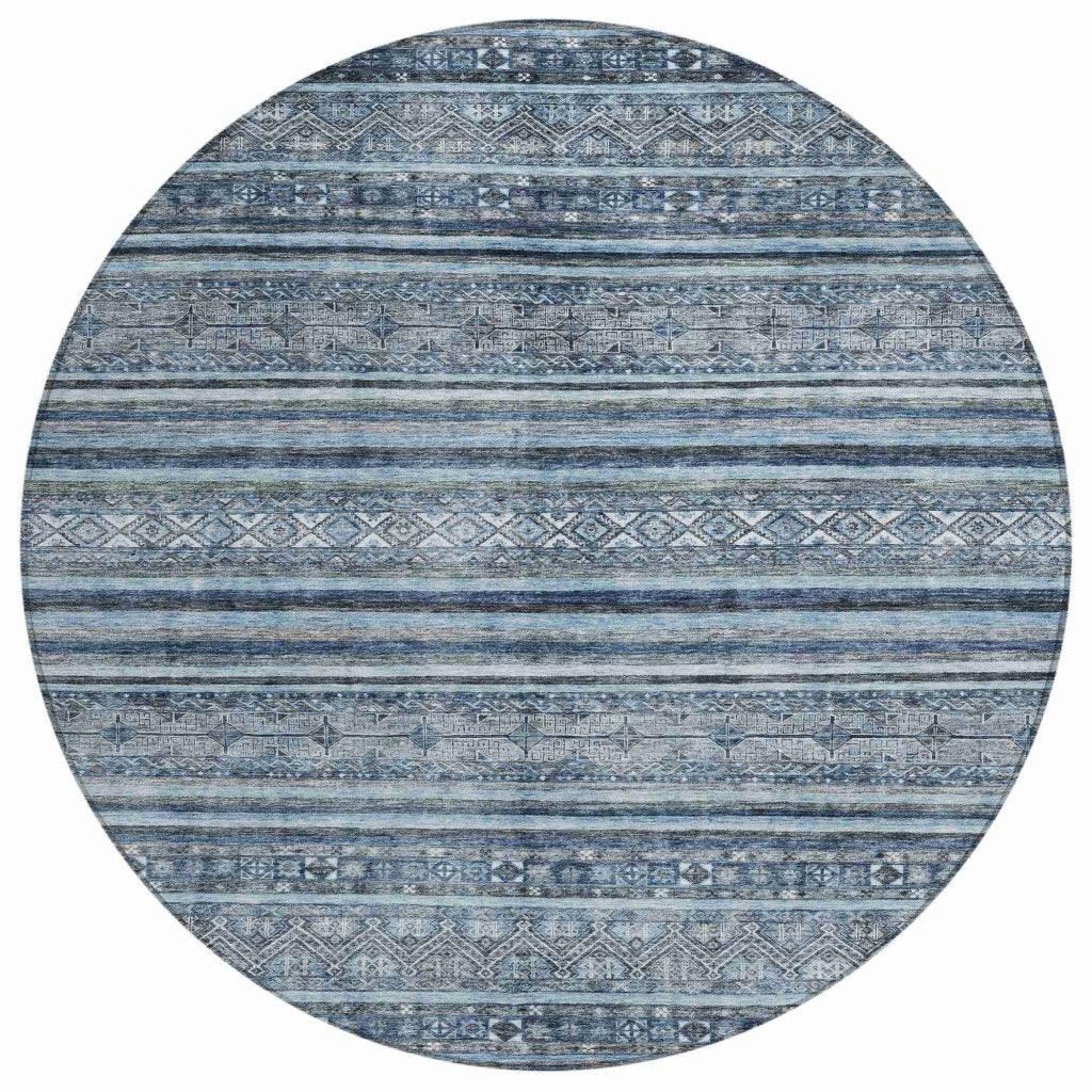 LOOMLAN Rugs Zaraxa Blue Washable Indoor-Outdoor Rug