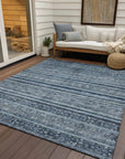 LOOMLAN Rugs Zaraxa Blue Washable Indoor-Outdoor Rug
