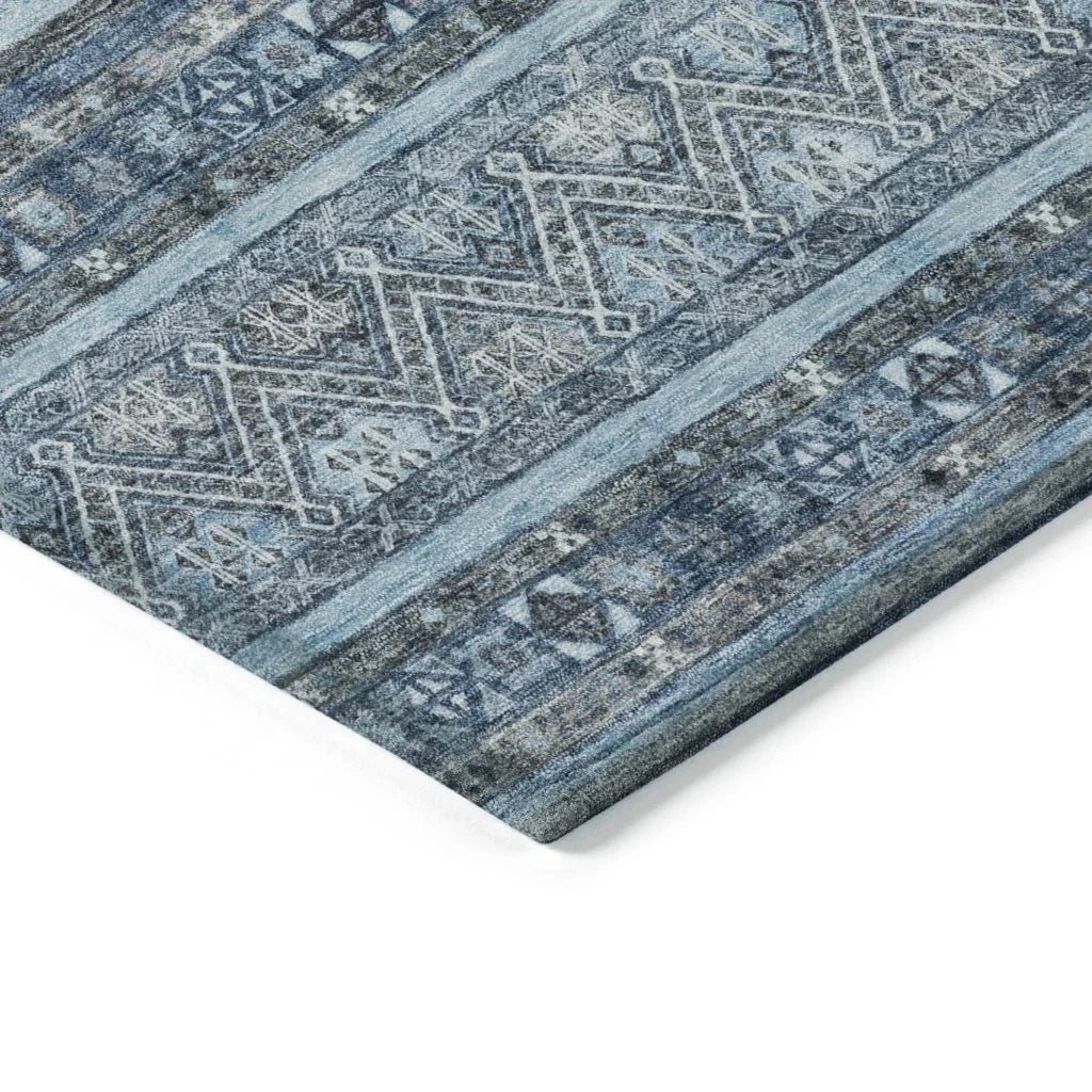 LOOMLAN Rugs Zaraxa Blue Washable Indoor-Outdoor Rug