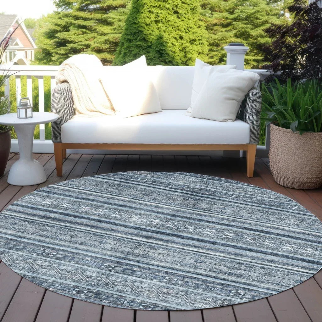 LOOMLAN Rugs Zaraxa Blue Washable Indoor-Outdoor Rug
