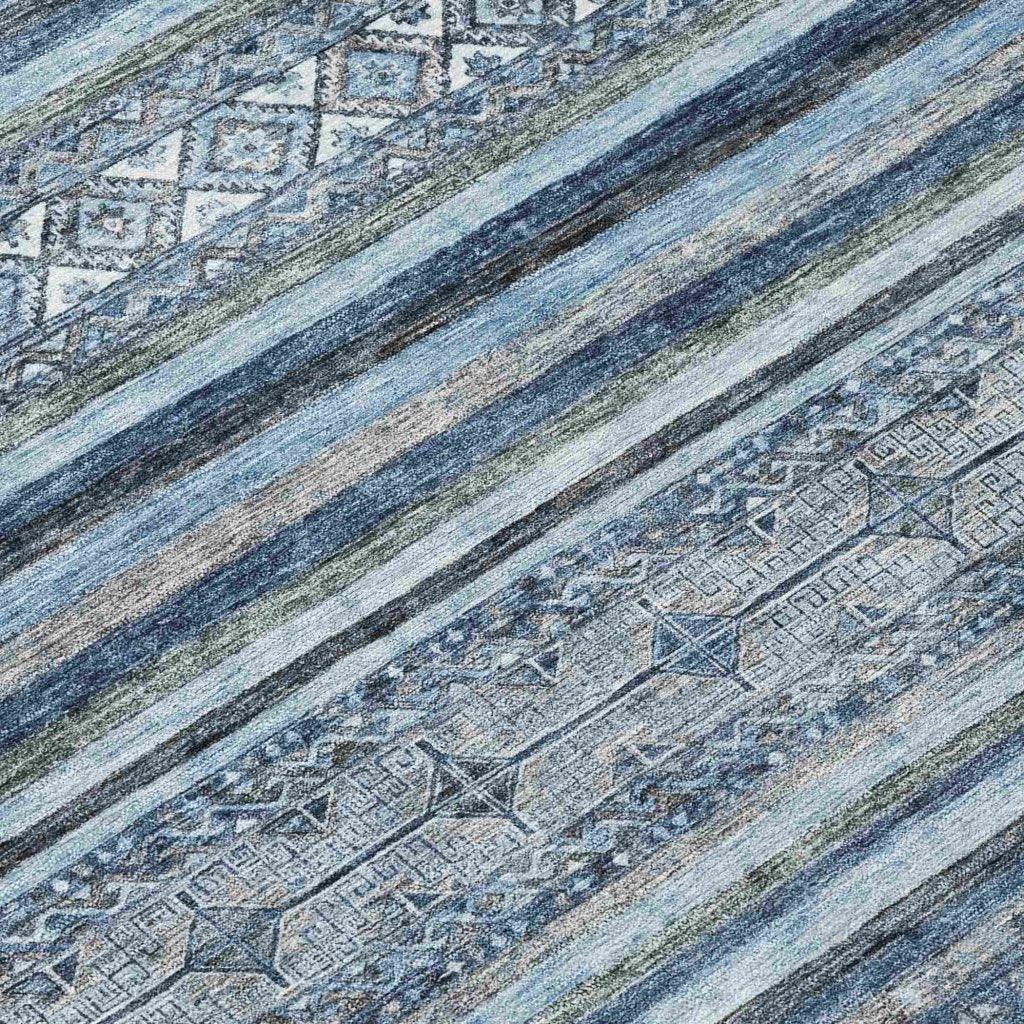 LOOMLAN Rugs Zaraxa Blue Washable Indoor-Outdoor Rug