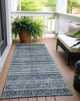 LOOMLAN Rugs Zaraxa Blue Washable Indoor-Outdoor Rug