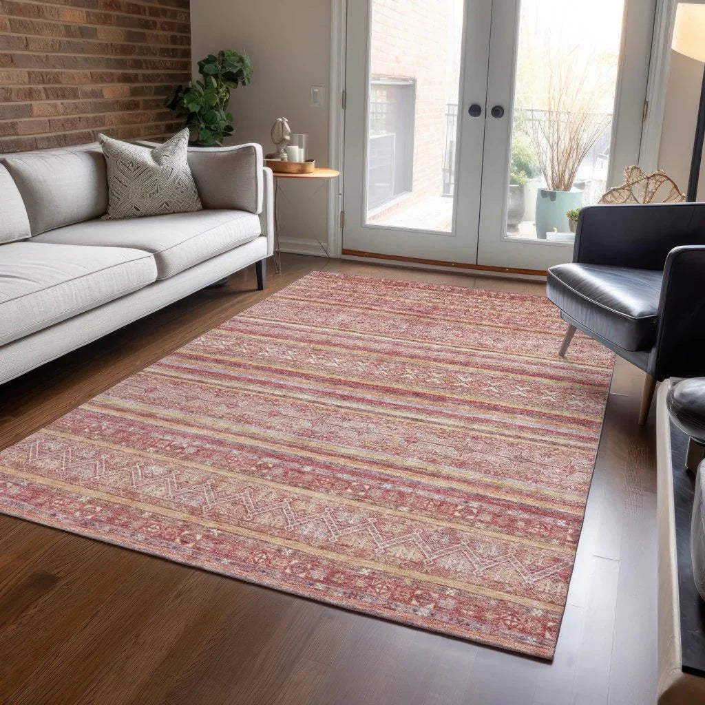 LOOMLAN Rugs Zaraxa Orange Washable Indoor-Outdoor Rug