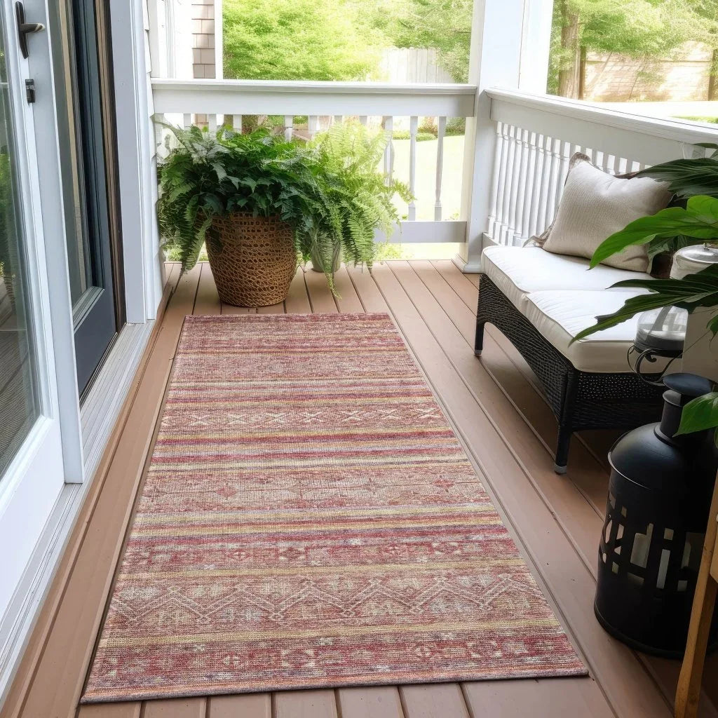LOOMLAN Rugs Zaraxa Orange Washable Indoor-Outdoor Rug