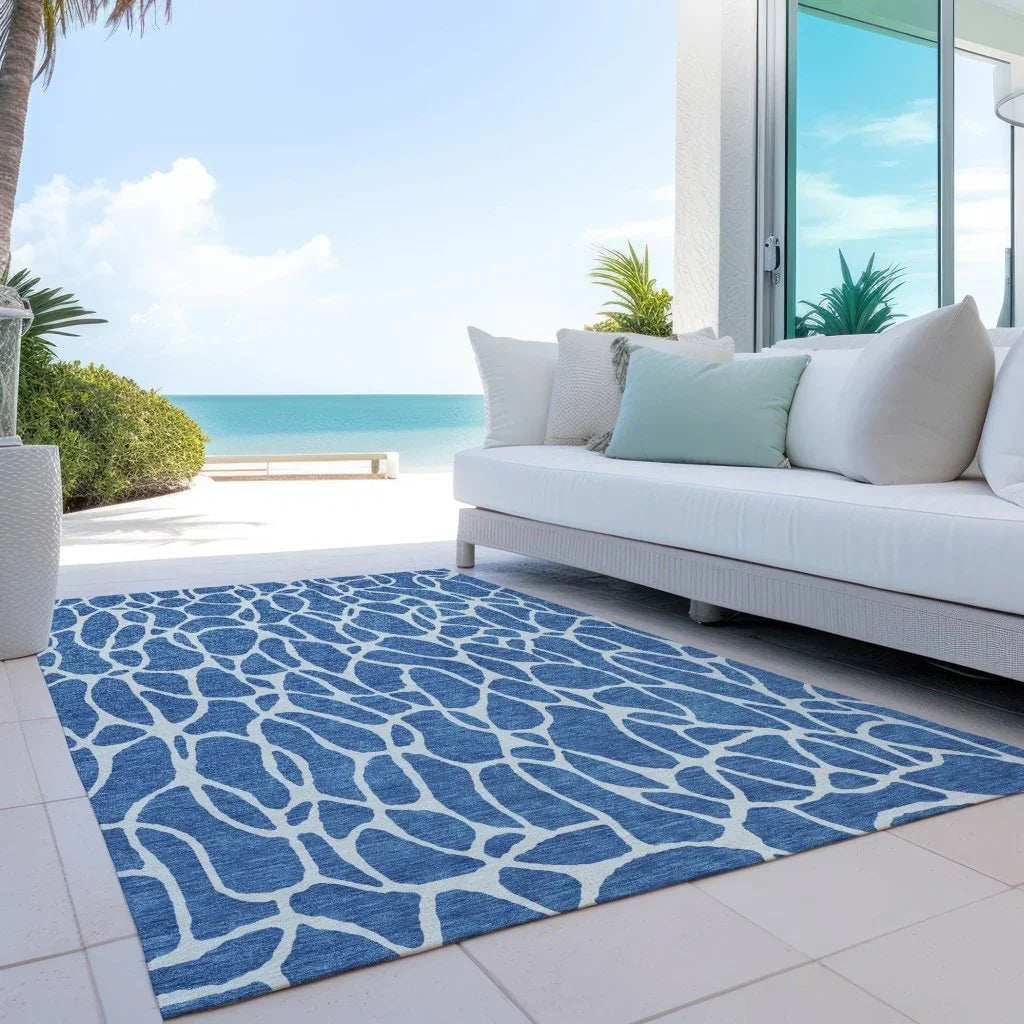 Zarelia Blue Washable Indoor - Outdoor Rug - LOOMLAN - LOOMLAN Rugs - Outdoor Rugs
