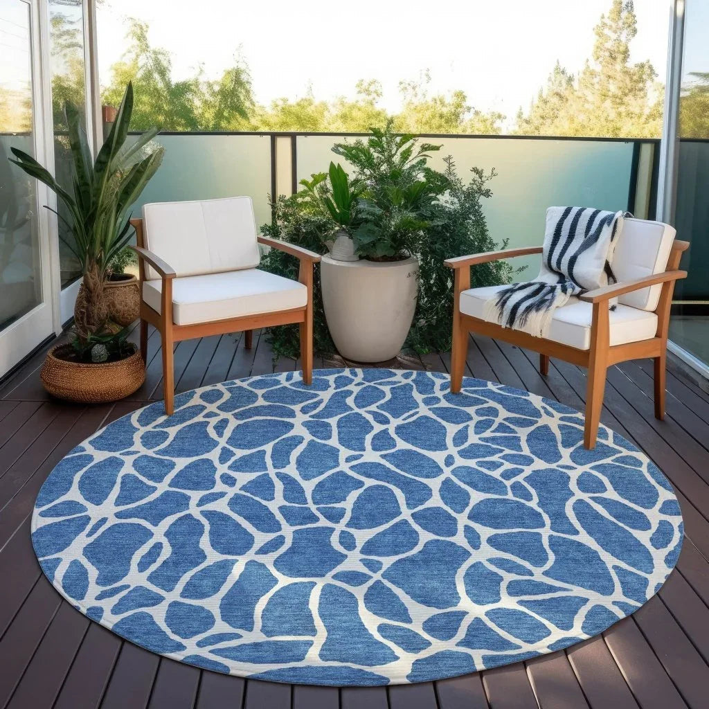 Zarelia Blue Washable Indoor - Outdoor Rug - LOOMLAN - LOOMLAN Rugs - Outdoor Rugs
