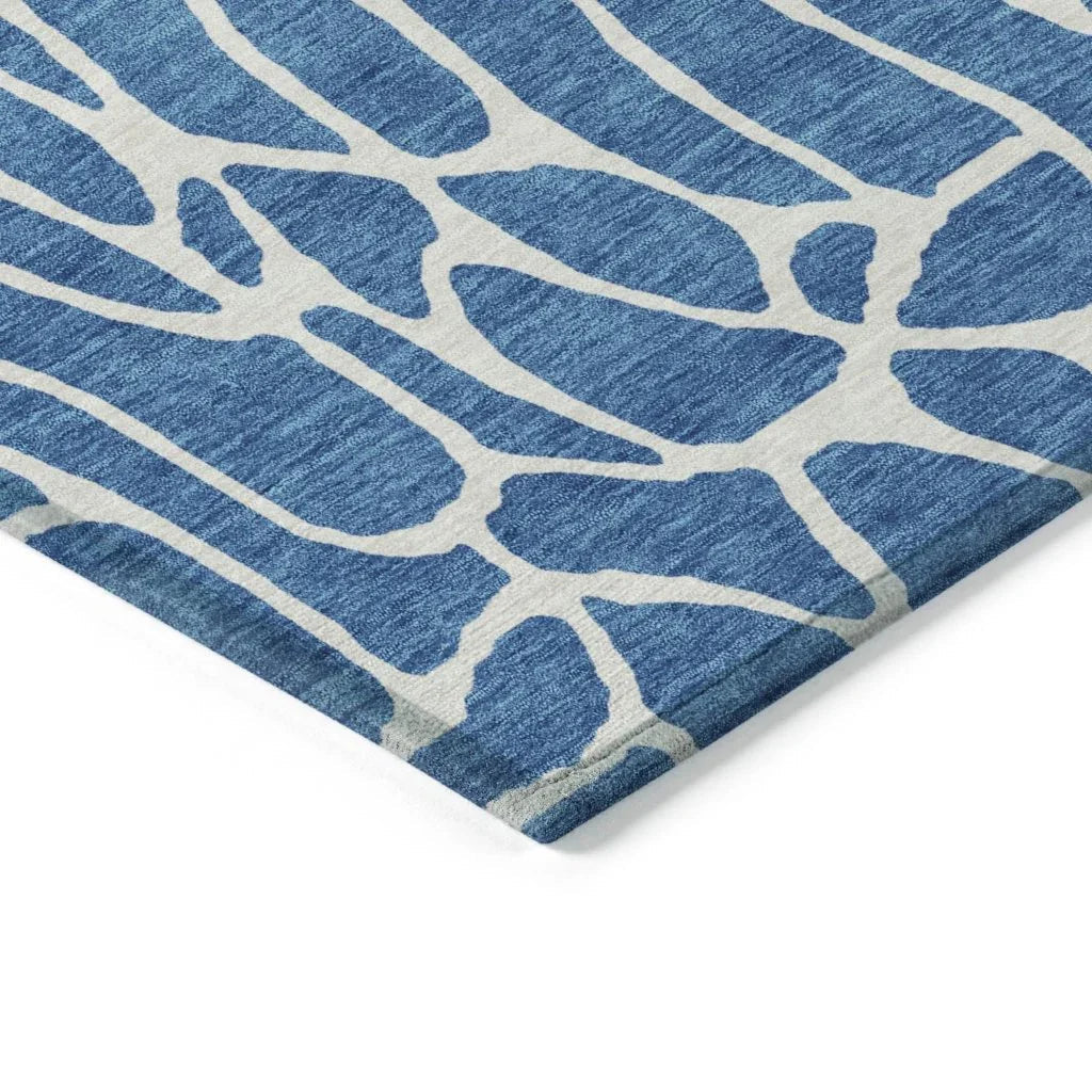 Zarelia Blue Washable Indoor - Outdoor Rug - LOOMLAN - LOOMLAN Rugs - Outdoor Rugs