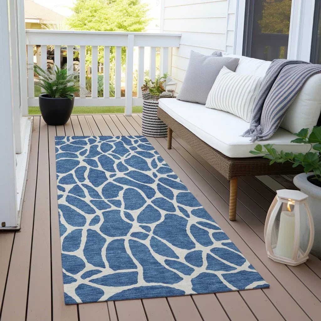 Zarelia Blue Washable Indoor - Outdoor Rug - LOOMLAN - LOOMLAN Rugs - Outdoor Rugs