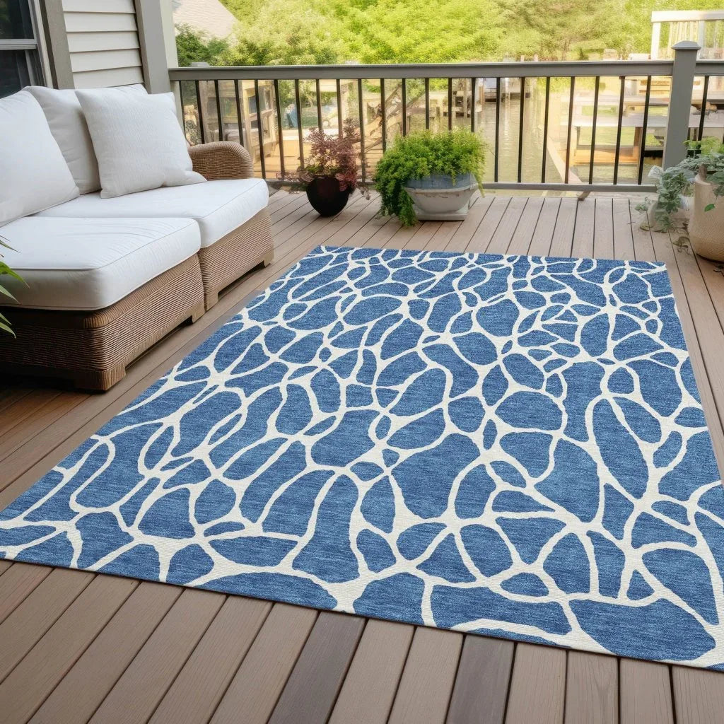 Zarelia Blue Washable Indoor - Outdoor Rug - LOOMLAN - LOOMLAN Rugs - Outdoor Rugs