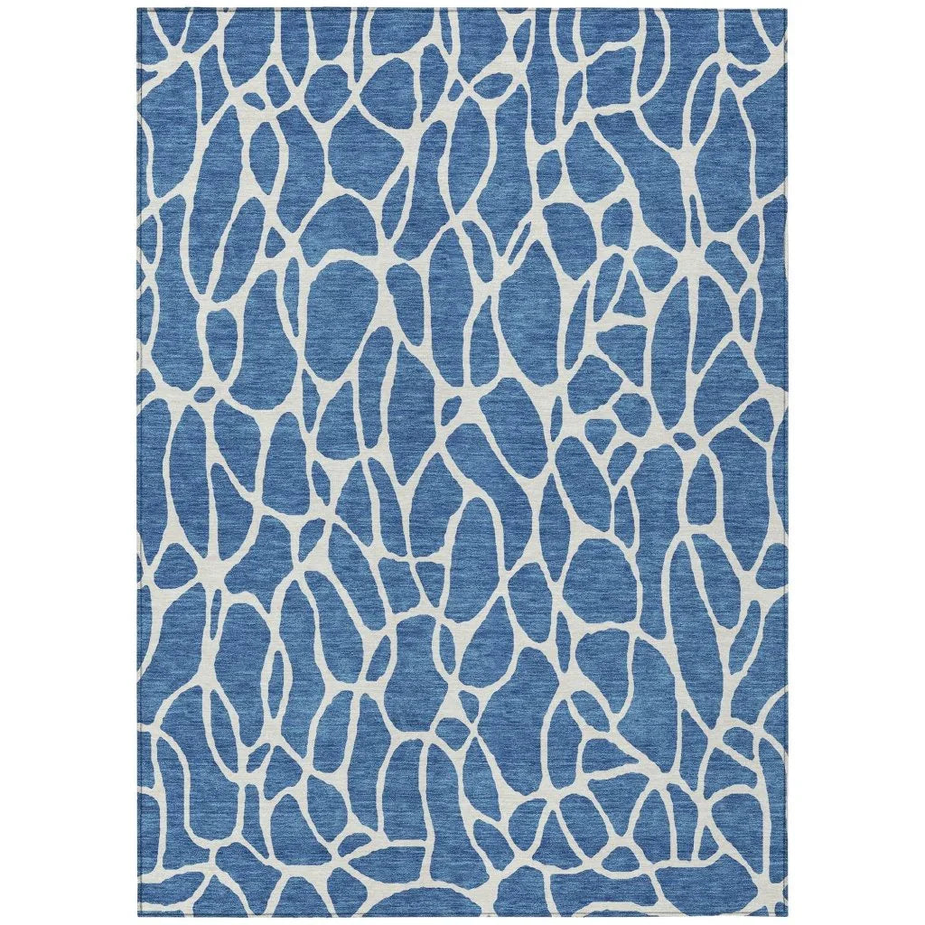 Zarelia Blue Washable Indoor - Outdoor Rug - LOOMLAN - LOOMLAN Rugs - Outdoor Rugs