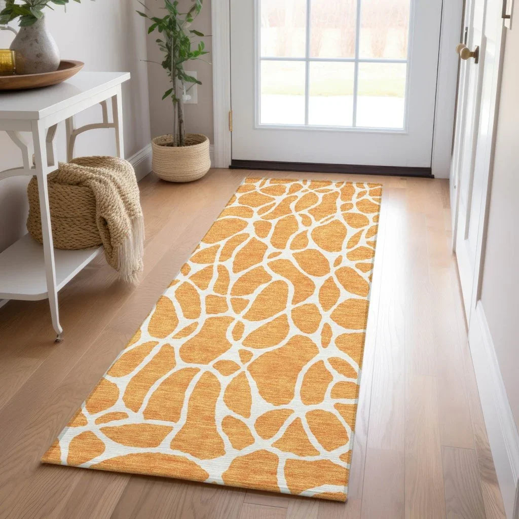 LOOMLAN Rugs Zarelia Orange Washable Indoor-Outdoor Rug