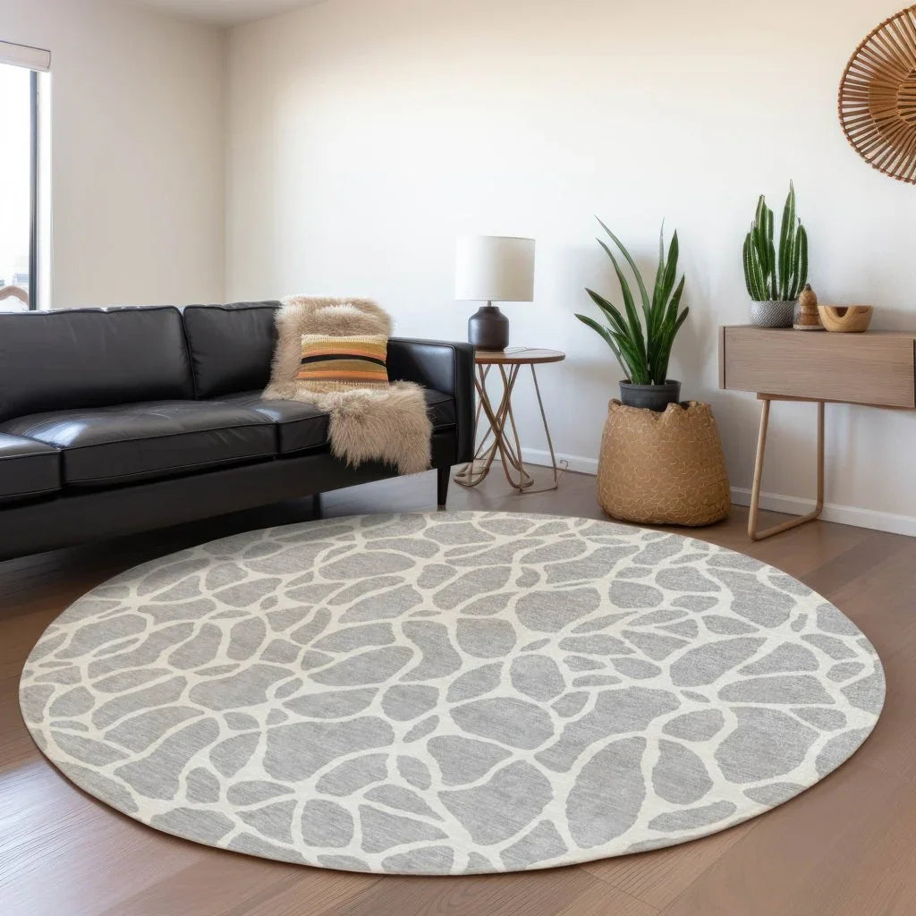 LOOMLAN Rugs Zarelia Silver Washable Indoor-Outdoor Rug