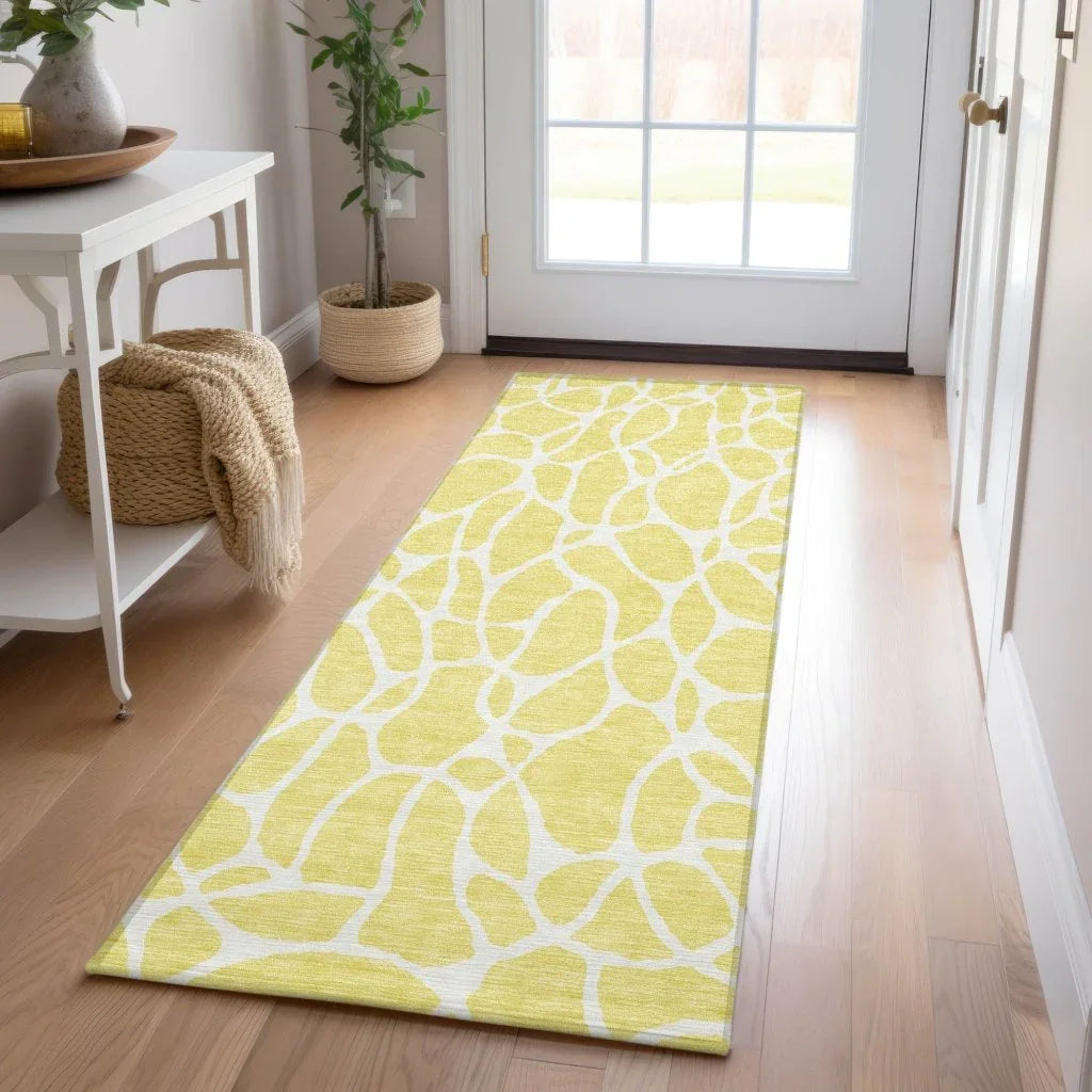 LOOMLAN Rugs Zarelia Yellow Washable Indoor-Outdoor Rug