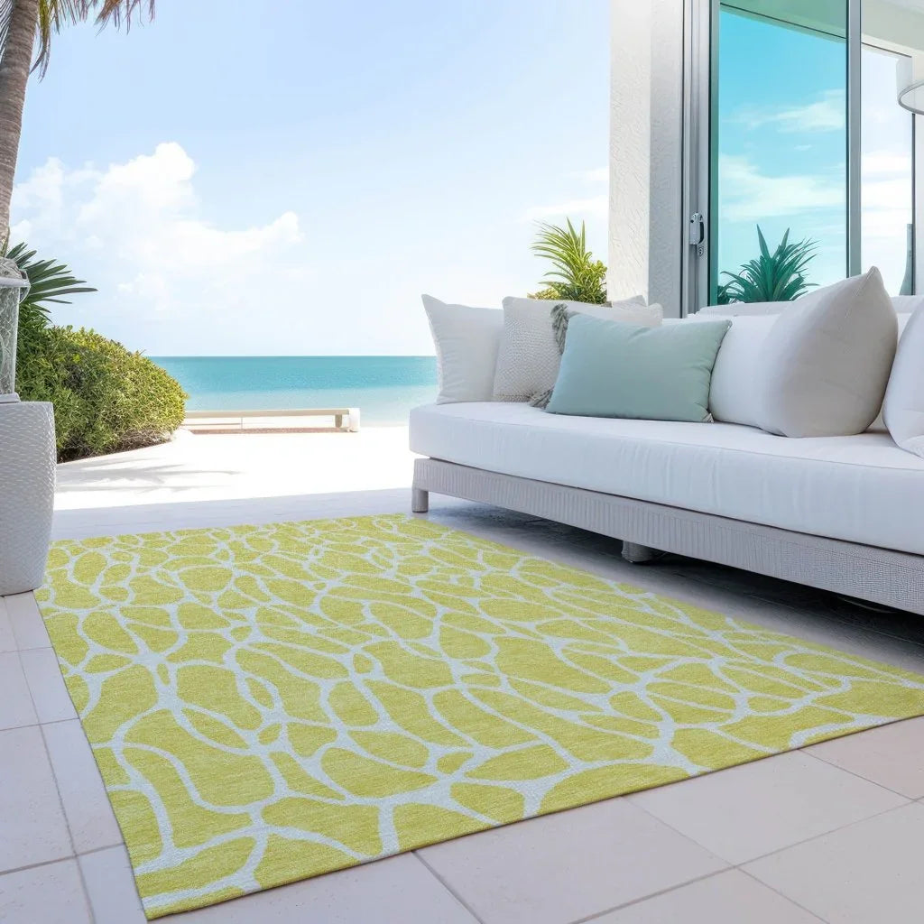 LOOMLAN Rugs Zarelia Yellow Washable Indoor-Outdoor Rug