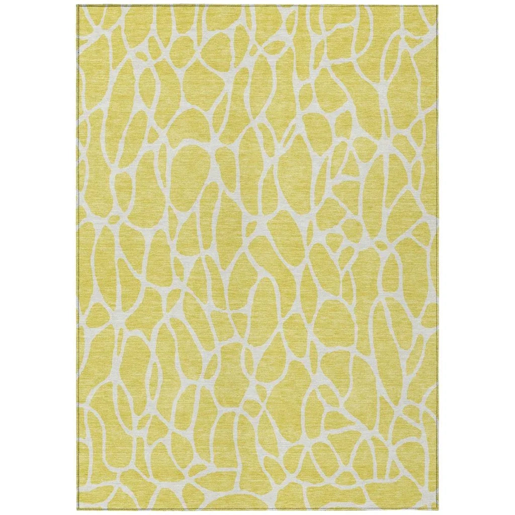 LOOMLAN Rugs Zarelia Yellow Washable Indoor-Outdoor Rug