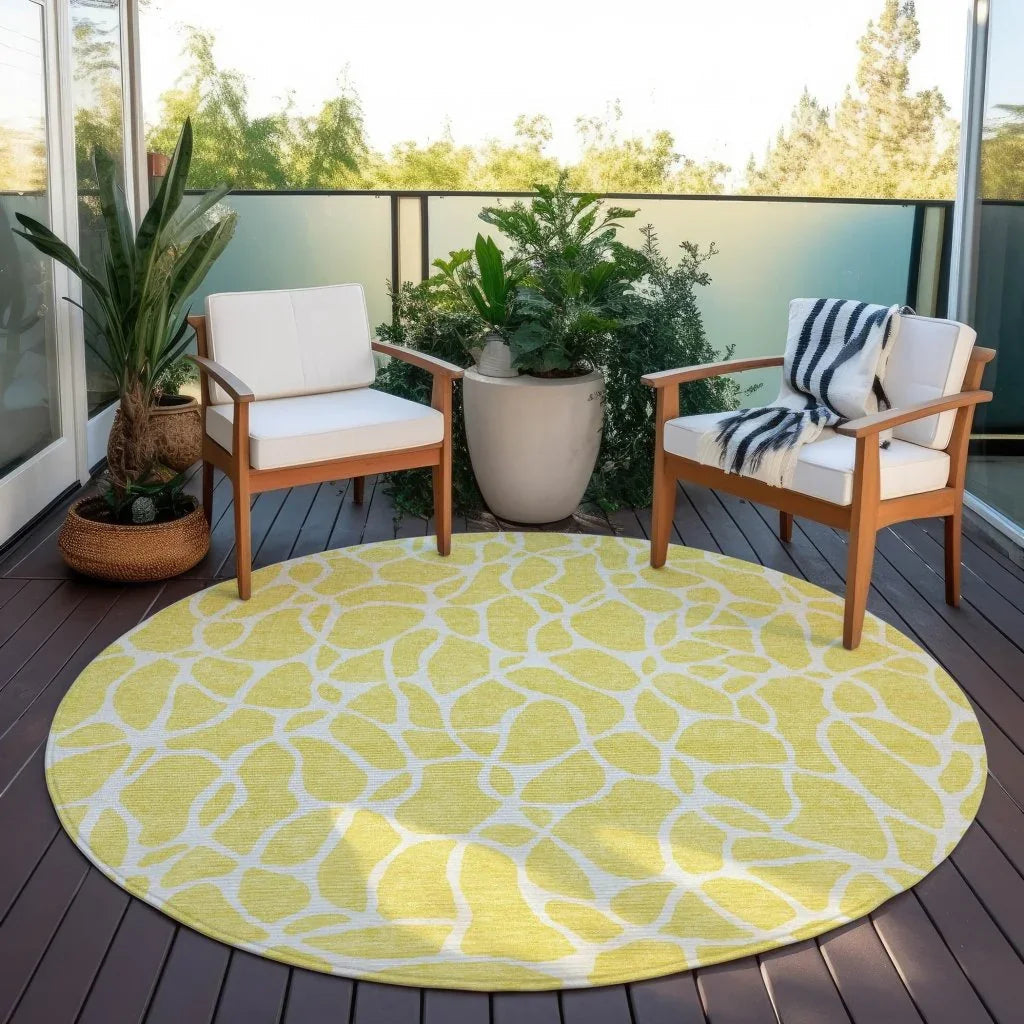 LOOMLAN Rugs Zarelia Yellow Washable Indoor-Outdoor Rug