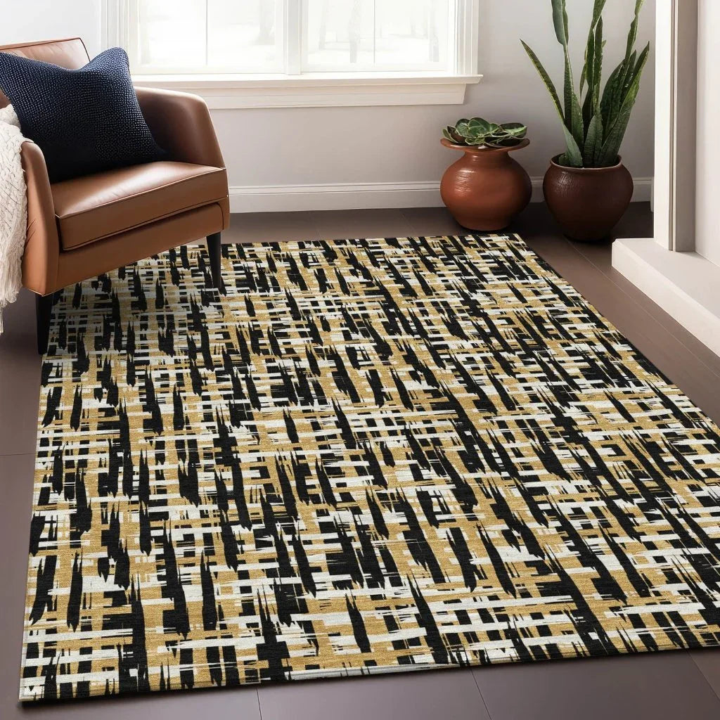 LOOMLAN Rugs Zarifa Black Washable Indoor-Outdoor Rug