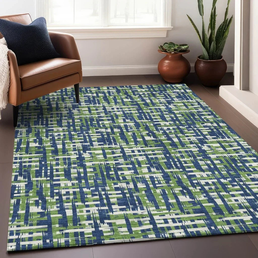 LOOMLAN Rugs Zarifa Blue Washable Indoor-Outdoor Rug