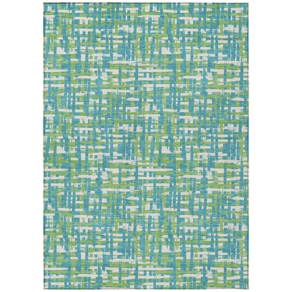 LOOMLAN Rugs Zarifa Teal Washable Indoor-Outdoor Rug