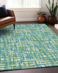 LOOMLAN Rugs Zarifa Teal Washable Indoor-Outdoor Rug