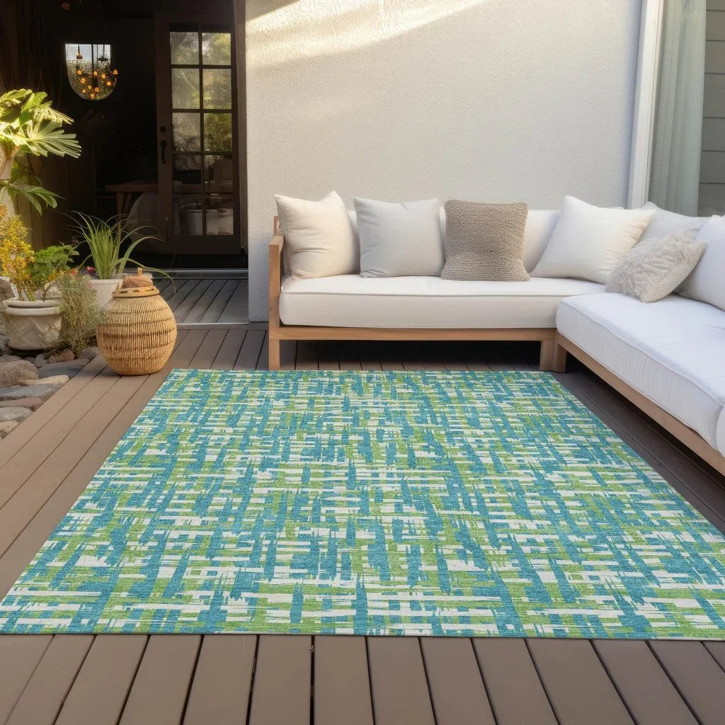 LOOMLAN Rugs Zarifa Teal Washable Indoor-Outdoor Rug
