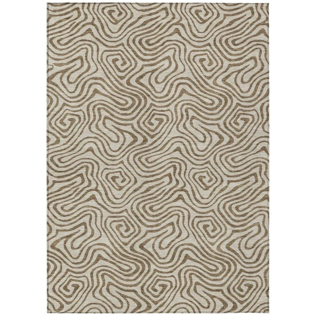 LOOMLAN Rugs Zena Beige Washable Indoor-Outdoor Rug